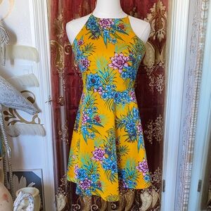 Urban Heritage Yellow and Blue Floral Mini Dress